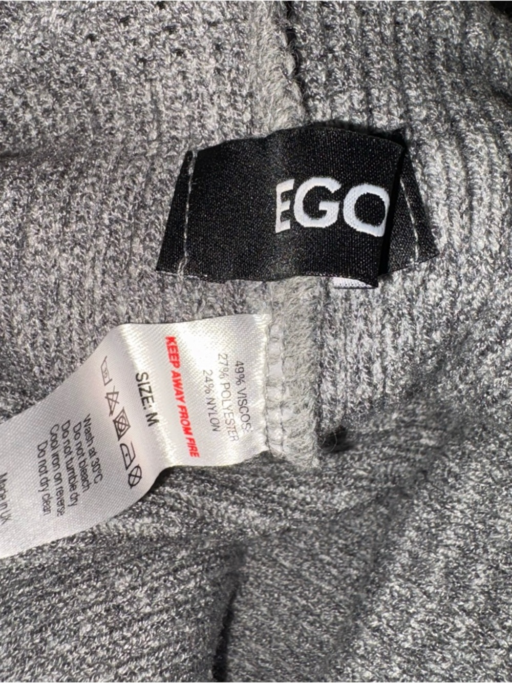 EGO Gray Ribbed Flare Pants & Tank Set with White Trim - Picture 7 of 7